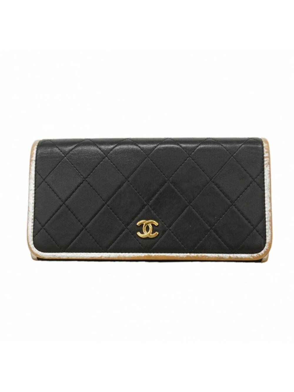 Chanel Wallet Quilted Lambskin Black Gold